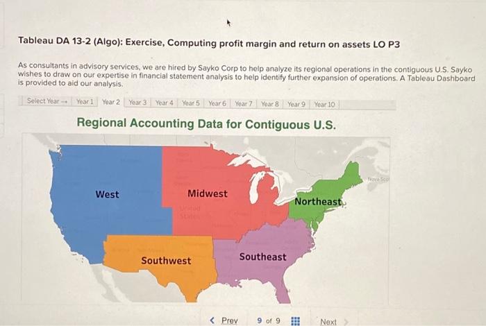 Tableau DA 13-2 (Algo): Exercise, Computing profit margin and return on assets