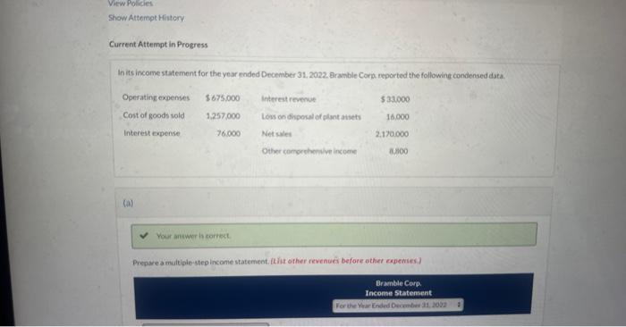  Show Altempt Hitory. Current Attempt in Progress In its income statement