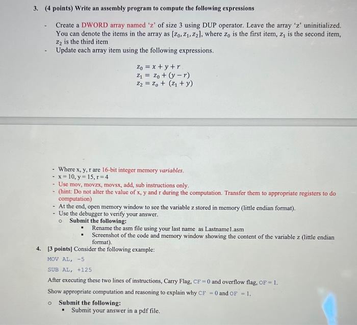 i will give a thumbs up! (4 points) Write an assembly program