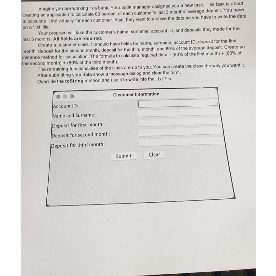  Write me a java (oop) code for this asap 