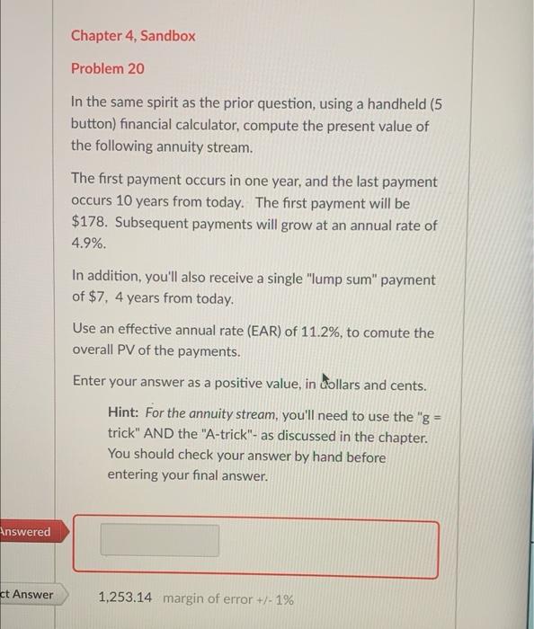  Chapter 4, Sandbox Problem 20 In the same spirit as the