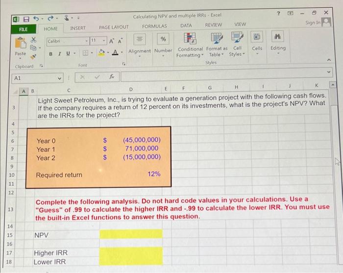  Light Sweet Petroleum, Inc., is trying to evaluate a generation project