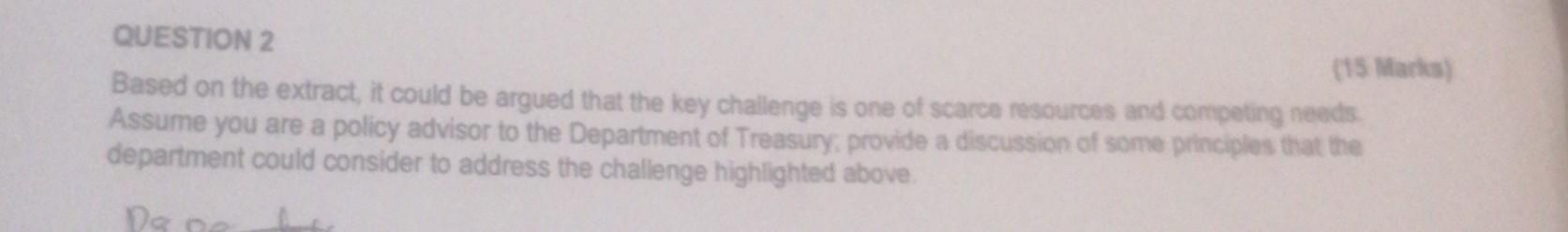  QUESTION 2 Based on the extract, it could be argued that