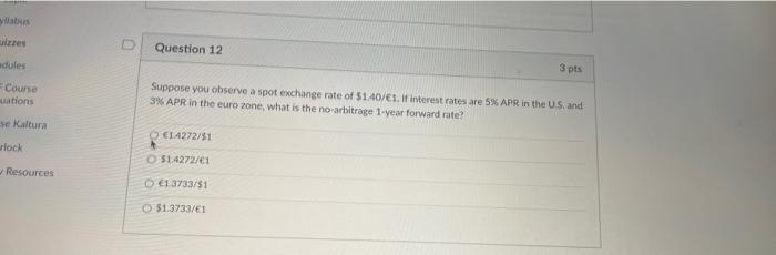  yllabus Question 12 dules 3 pts Course uations Suppose you observe