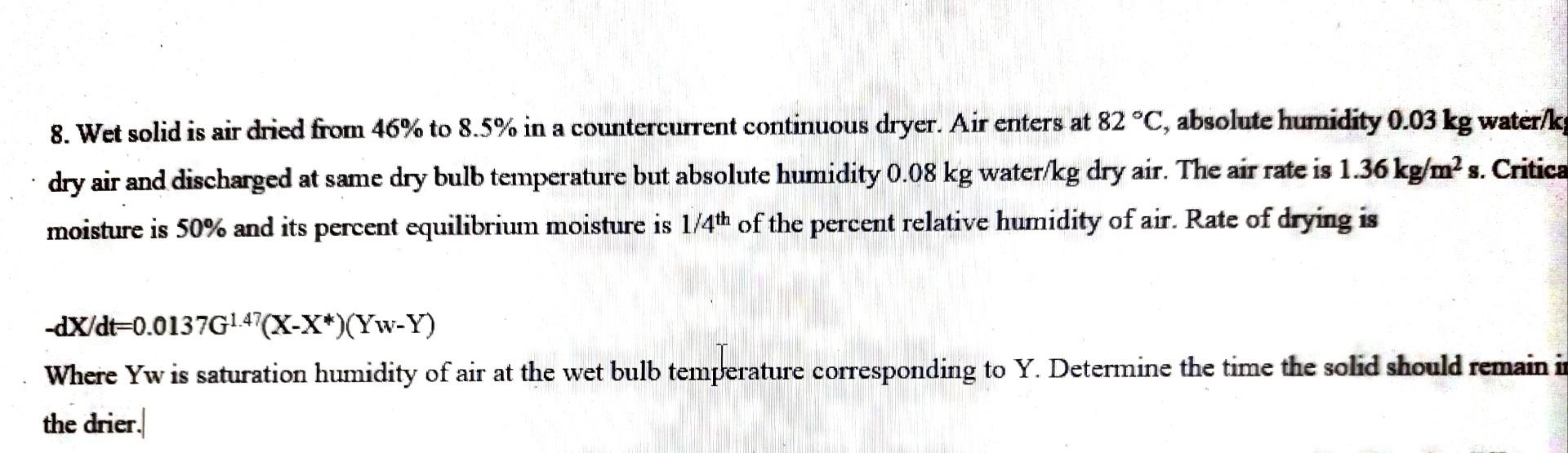 mass transfer problem please solve it by hand written notes.thank you