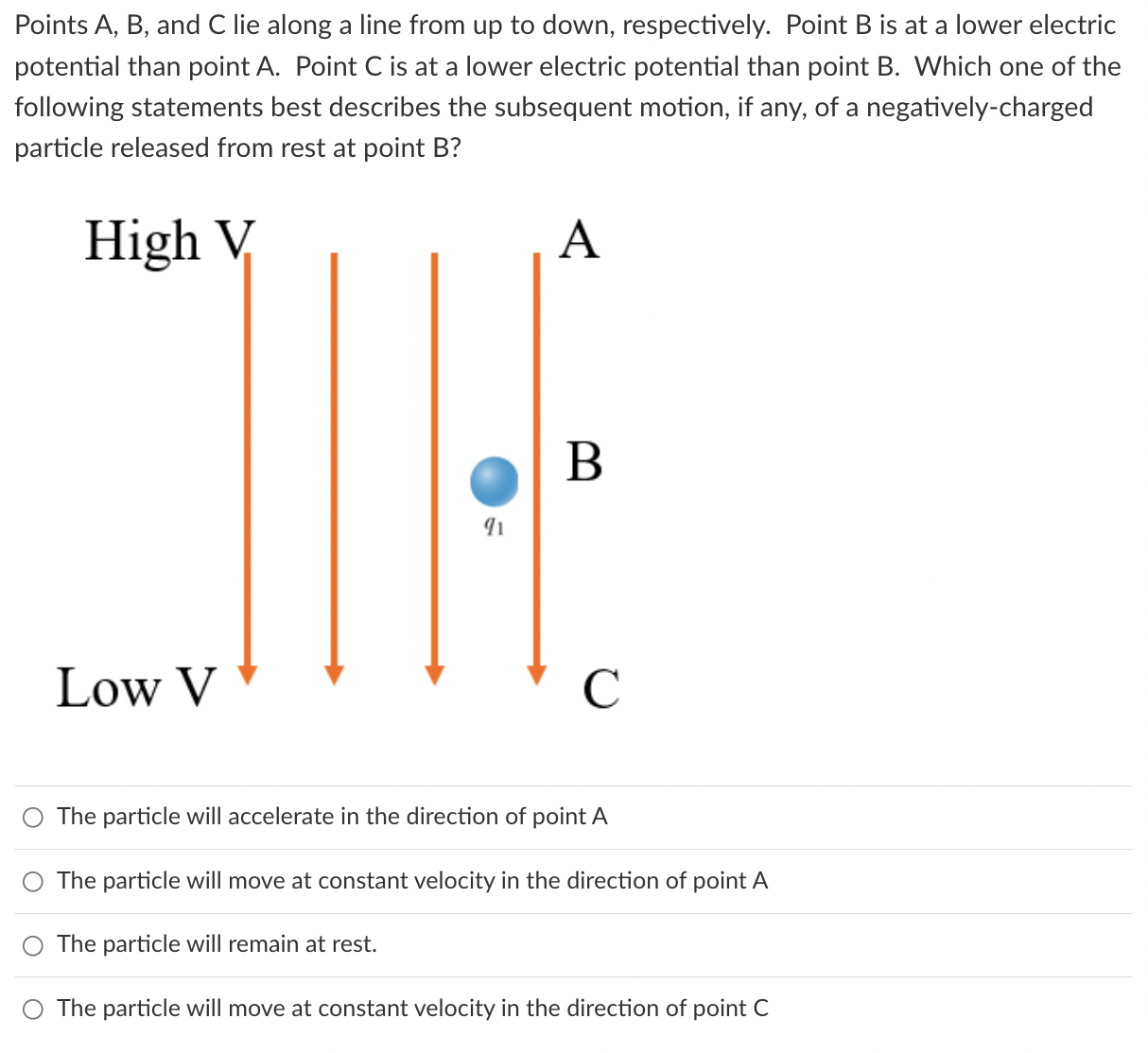  Points A, B, and C lie along a line from up