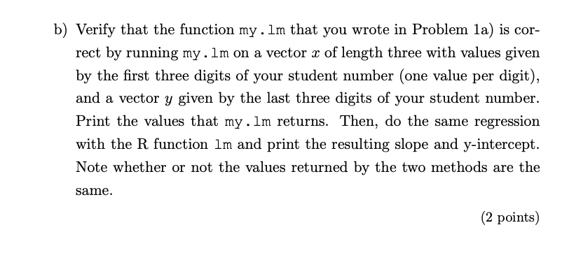 m that takes a vector x and a vector y and returns