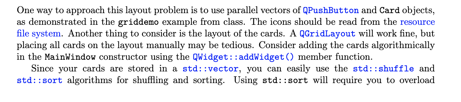 user interface should support two things: The layout of all 52 cards