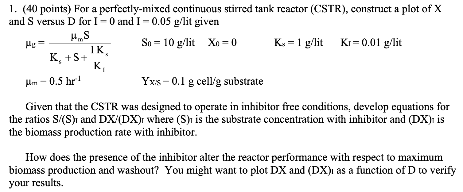 step by step answer only please! 1. (40 points) For a perfectly-mixed