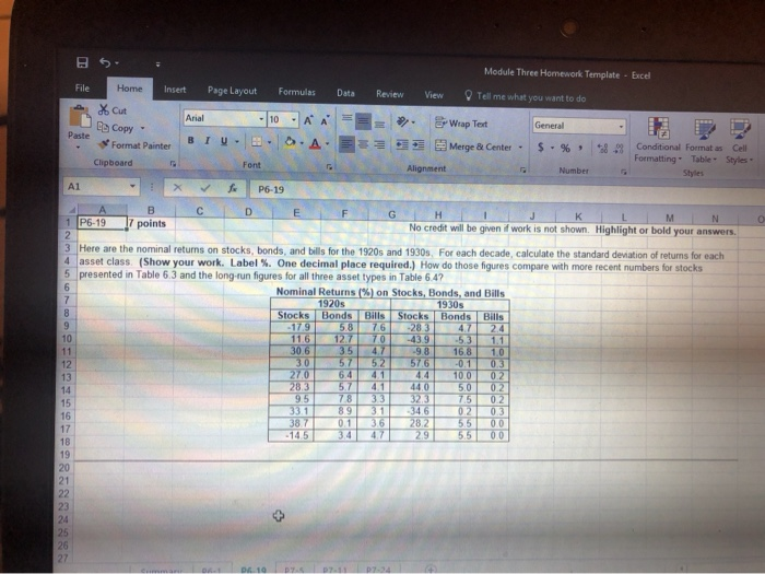  Module Three Homework Template - Excel Data Review View Cut =