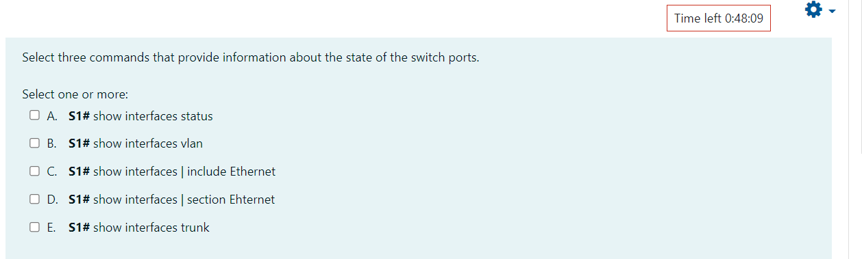 helpp urgen help please Time left 0:48:09 Select three commands that provide
