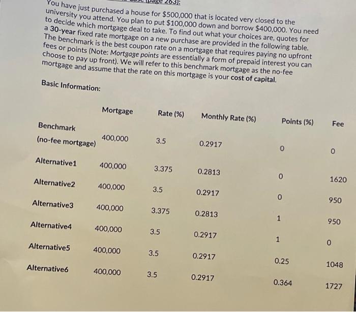 between Benchmark and Alternative with respect to Upfront Payment and Monthly Payment