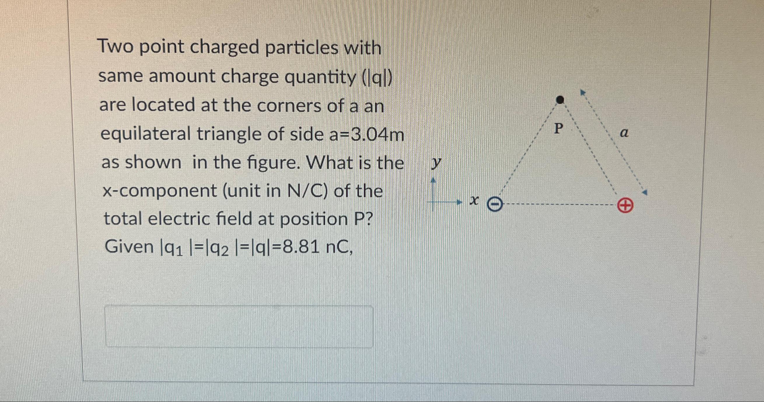  Two point charged particles with same amount charge quantity (|q|) are