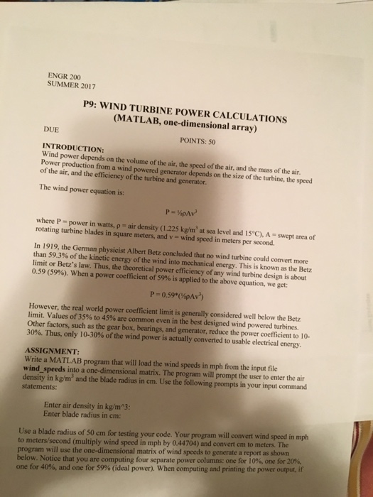  Would you please write a matlab program for me . ENGR