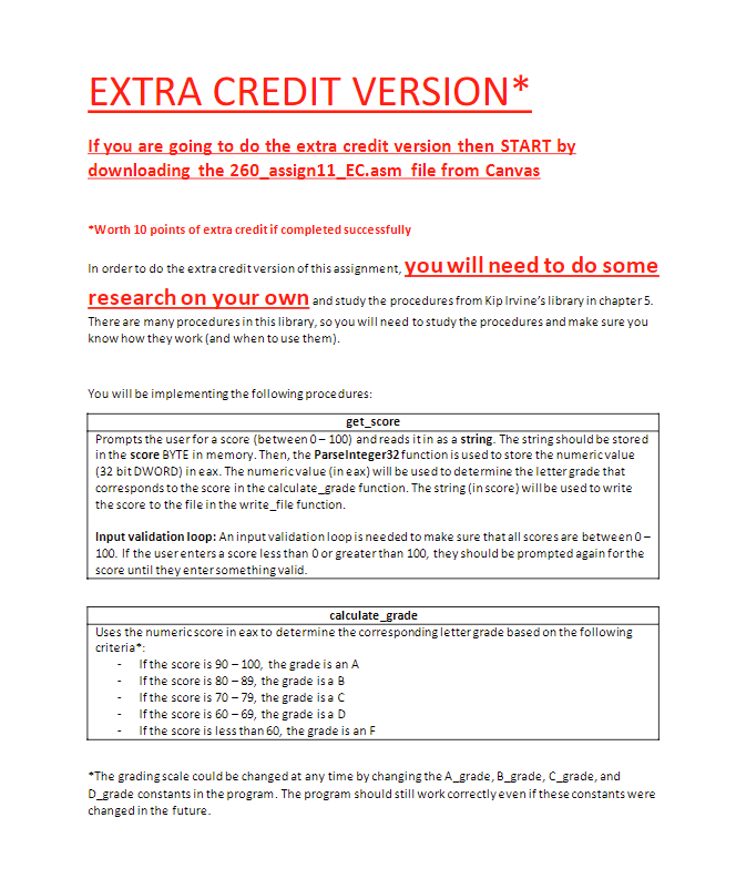 Assemby Problem Program Template: Include Irvine32.inc A_grade = 90 ;the minimum score