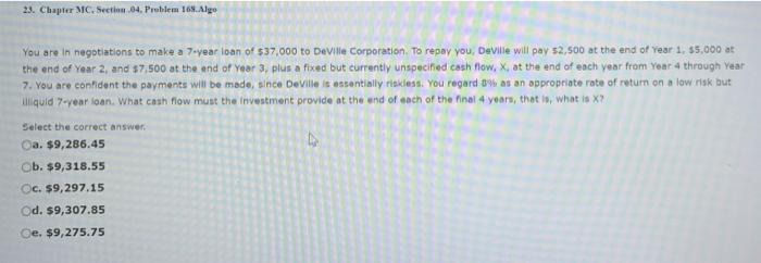  23. Chapter MC. Section .04, Problem 168. Algo You are in