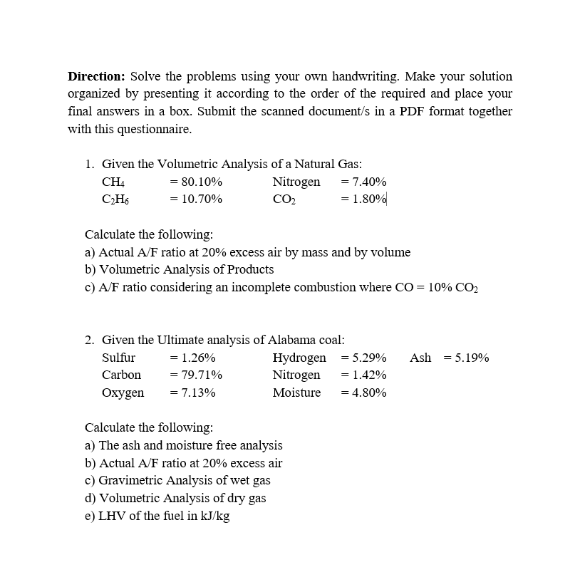  Direction: Solve the problems using your own handwriting. Make your solution