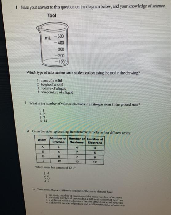  1 Base your answer to this question on the diagram below,