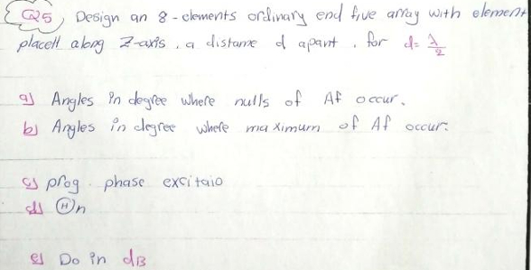  Q25 Design an 8-elements ordinary end five amay with element placell