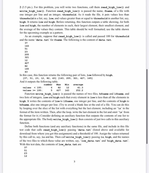 of a file with one integer per line and an integer, threshold.