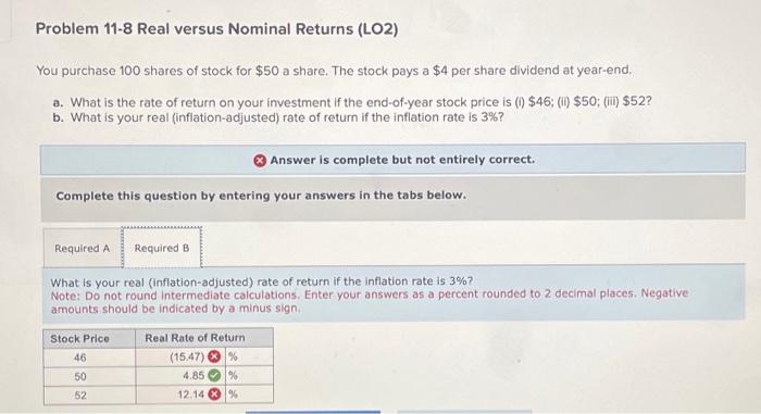 shares of stock for $50 a share. The stock pays a $4