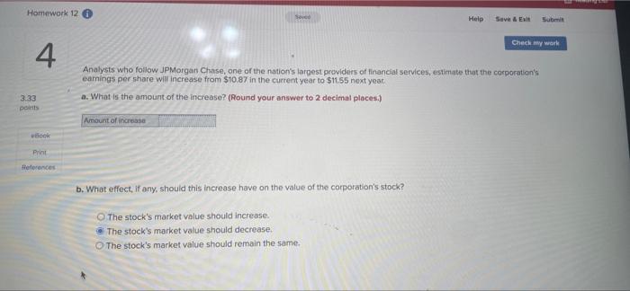  Homework 12 4 3.33 points vBook Print References Saved Help Submit