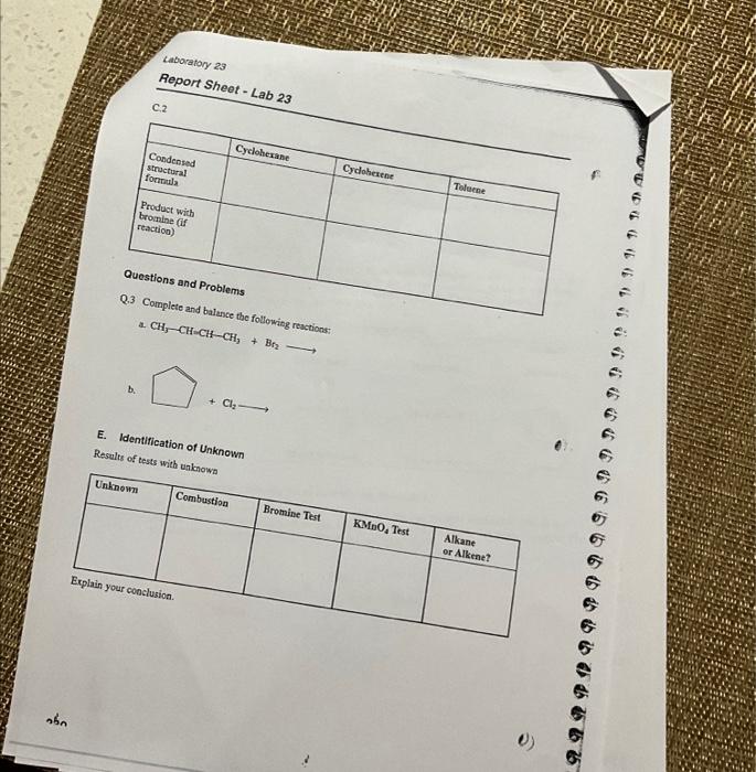 of Hystecettisis E. Identification of Unknown Reselts of tests with w.t