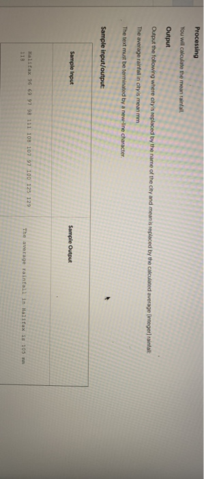 followed by a set of integers representing the monthly rainfall in milimeters