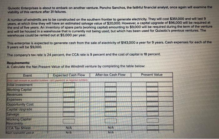 Please do it step by step show your calculations Quixotic Enterprises