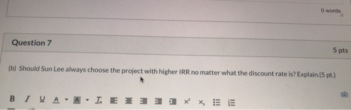 exclusive projects that have been assigned the same discount rate of 15