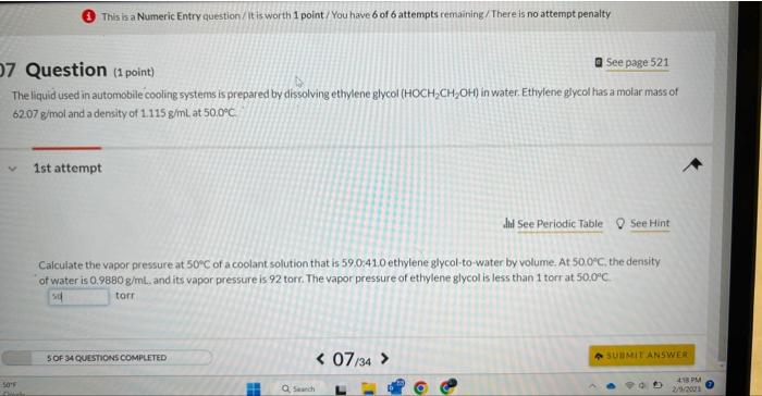  (1) This is a Numeric Entry question/it is worth 1 point/