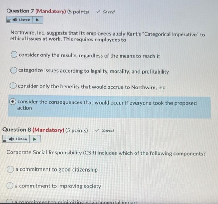  check work Saved Question 7 (Mandatory) (5 points) Listen Northwire, Inc.