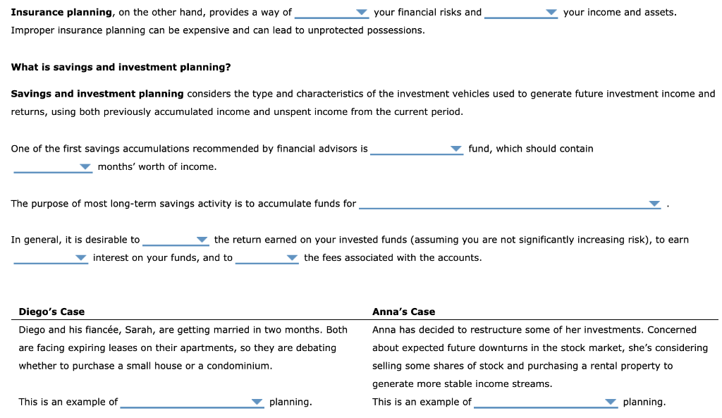 Activities Involved in the Process of Personal Financial Planning? Personal financial planning