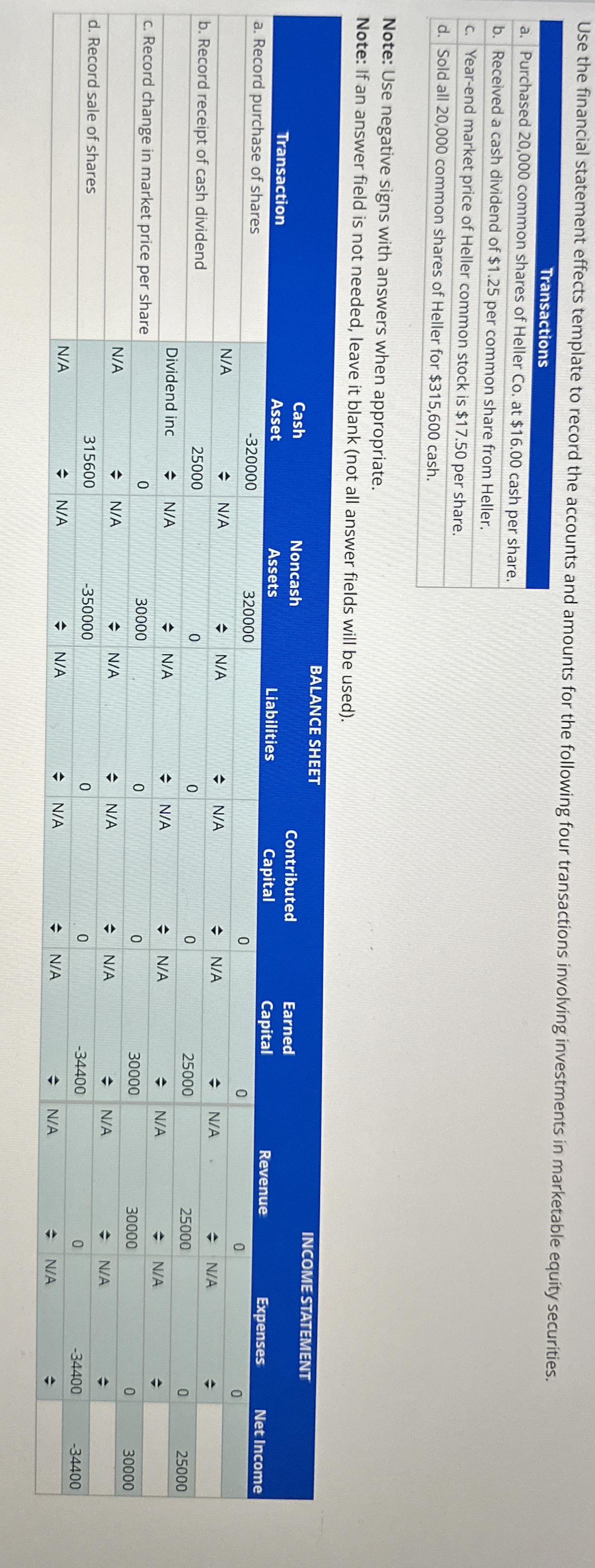  Use the financial statement effects template to record the accounts and
