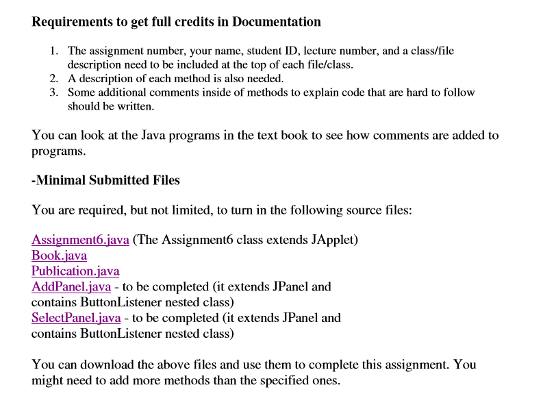  --------Assignment6.java---------- import javax.swing.*; import java.util.*; public class Assignment6 extends JApplet {
