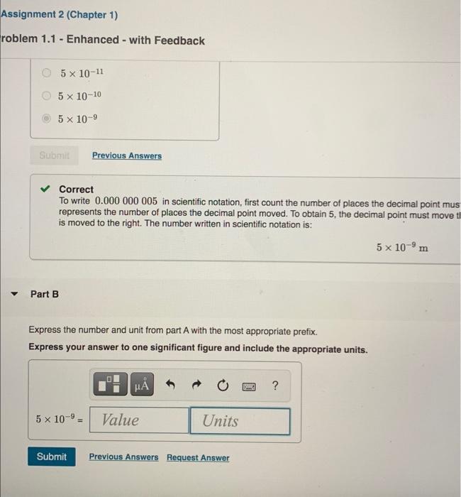 Part A Express the diameter of an insulin molecule, 0.000 000 005