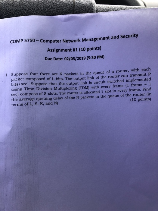  COMP 5750- Computer Network Management and Security Assignment #1 (10 points)
