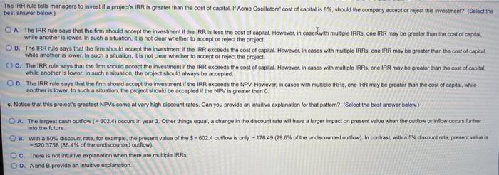 pattem Year Cash Flow 0 1 -462 2 792 3 - 6024