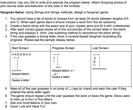 use java undefined Instructions: Use any IDE to write and execute the