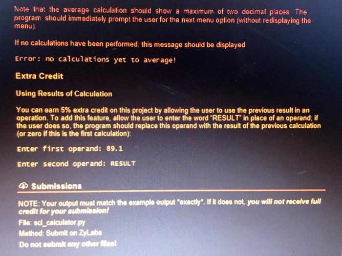 scientific calculator on the command line. The program will display a menu