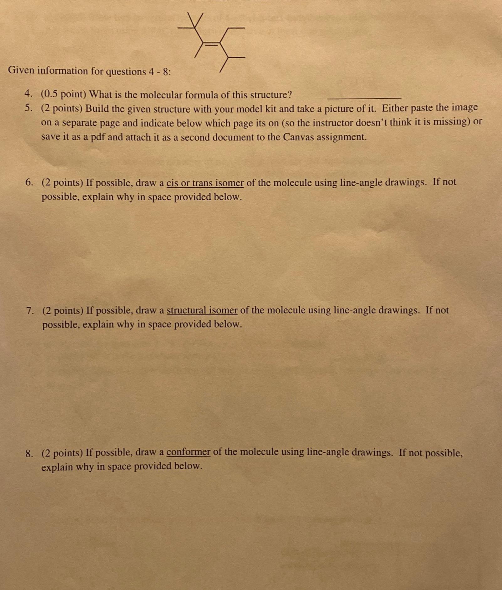  Given information for questions 4-8 : 4.(0.5 point 