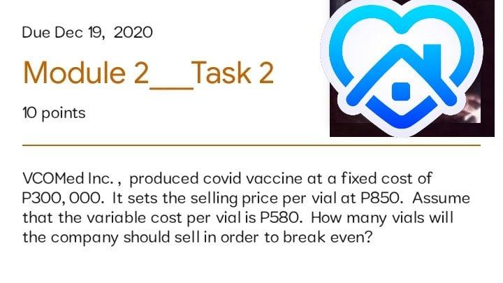 Due Dec 19, 2020 Module 2 Task 2 10 points VCOMed