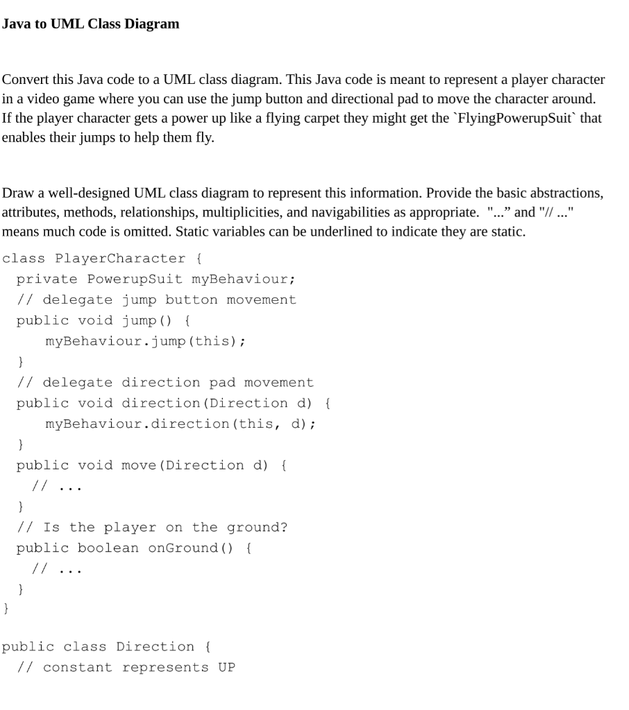  Java to UML Class Diagram Convert this Java code to a