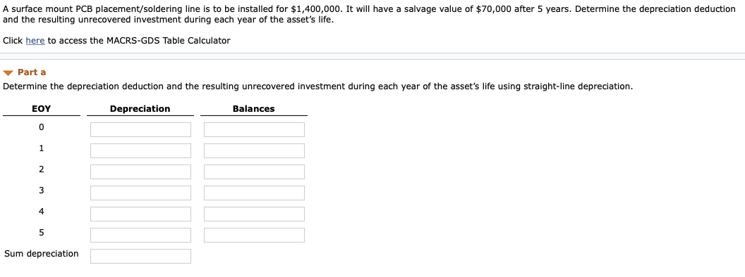 Part B) solve the same question using declining balance method Part C)