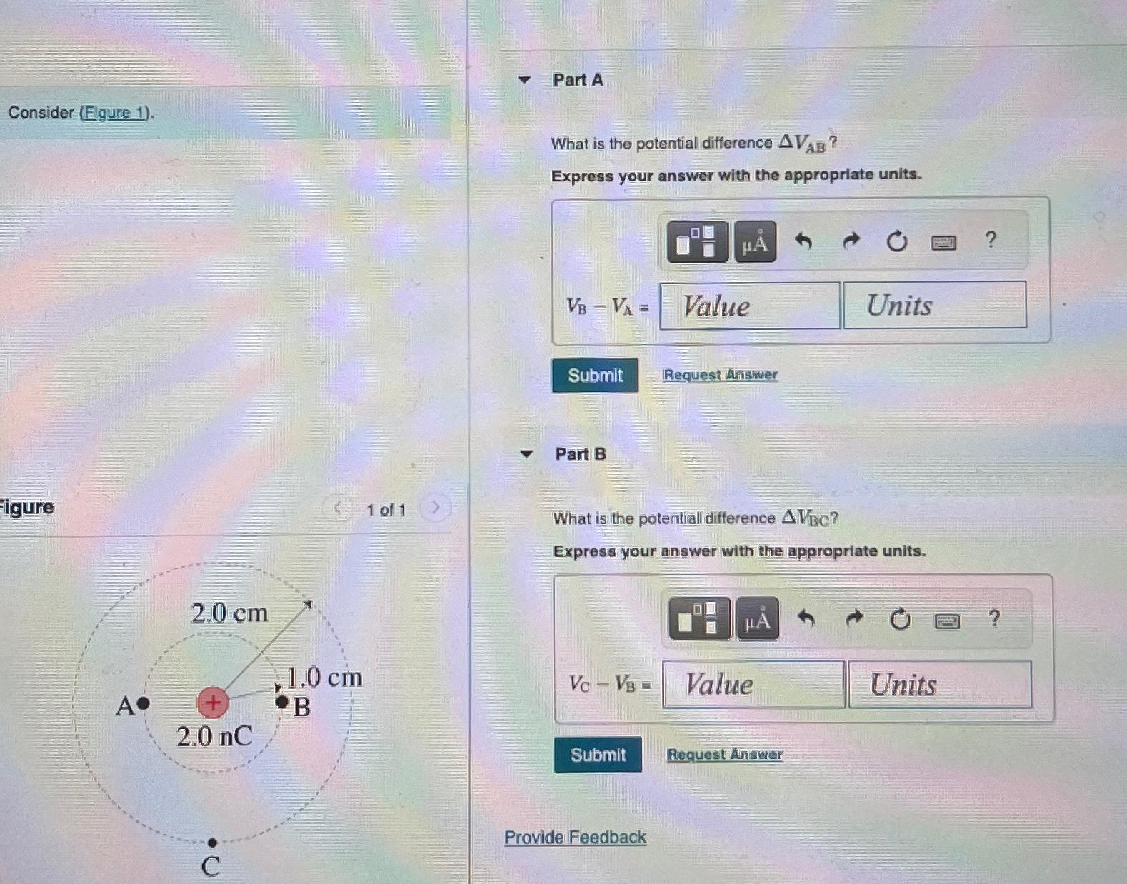  Part A Consider (Figure 1). VB-VA= Request Answer Part B What