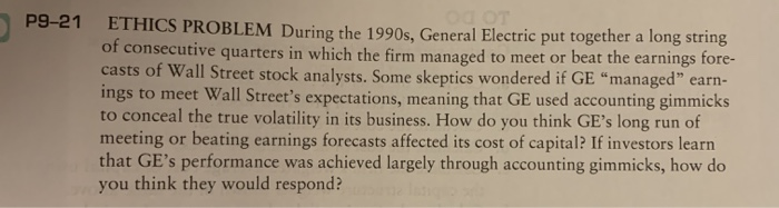  od OT P9-21 ETHICS PROBLEM During the 1990s, General Electric put