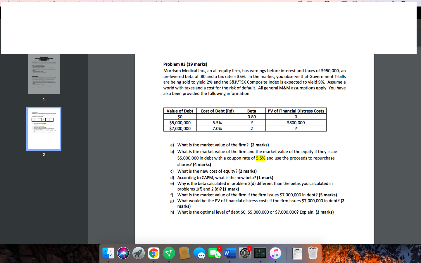 PLEASE ANSWER E, F , G , H Problem #3 (19 marks)