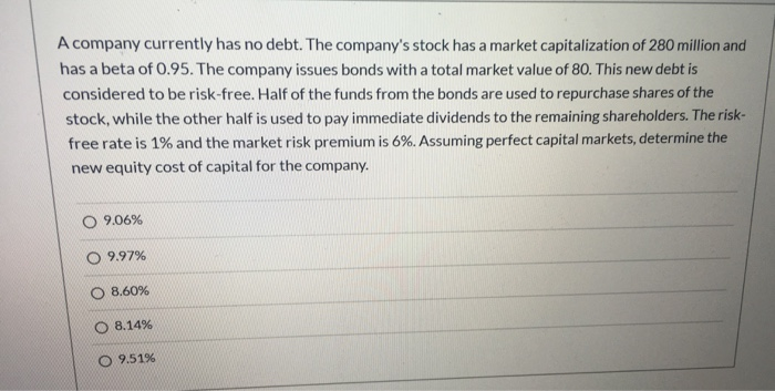 corporate finance can you please do it and explain A company currently