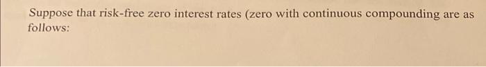  Suppose that risk-free zero interest rates (zero with continuous compounding are