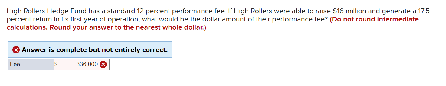 High Rollers Hedge Fund has a standard 12 percent performance fee.